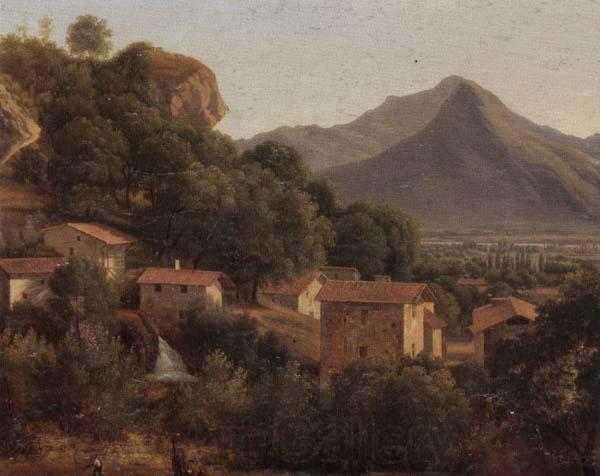 unknow artist View of a hill-top town in a mountainous landscpae